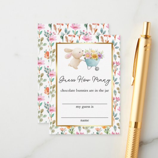 かわいいリトルバニーのワイルドフラワーズ　いくつ当てよう エンクロージャーカード (正面/裏面インサイチュ)