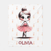 かわいいリトルバレリーナガール フリースブランケット (正面)