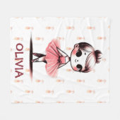 かわいいリトルバレリーナガール フリースブランケット (正面(横))