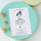 かわいいリトルバレリーナプリンセスバースデーパーティーガール 招待状