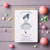 かわいいリトルバレリーナプリンセスバースデーパーティーガール 招待状