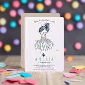 かわいいリトルバレリーナプリンセスバースデーパーティーガール 招待状