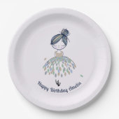 かわいいリトルバレリーナプリンセスバースデーパーティー ペーパープレート (正面)