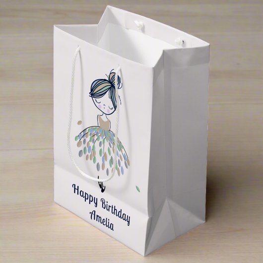 かわいいリトルバレリーナプリンセスバースデーパーティー ミディアムペーパーバッグ