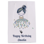 かわいいリトルバレリーナプリンセスバースデーパーティー ミディアムペーパーバッグ (正面)
