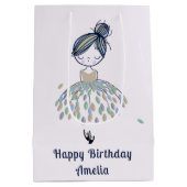 かわいいリトルバレリーナプリンセスバースデーパーティー ミディアムペーパーバッグ (裏面)