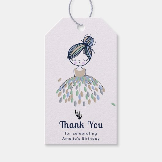 かわいいリトルバレリーナプリンセス誕生日ありがとう ギフトタグ (正面)