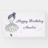 かわいいリトルバレリーナプリンセス誕生日ガールサイン 横断幕 (横)