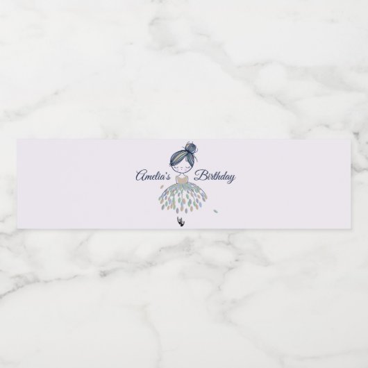 かわいいリトルバレリーナプリンセス誕生日ガールズ ペットボトルラベル (シングルラベル)