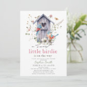 かわいいリトルバーディーの鳥小屋 女の子のベビーシャワー 招待状 (スタンド正面)