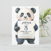 かわいいリトルパンダとサイン子供の誕生日パーティー 招待状 (スタンド正面)