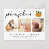 かわいいリトルパンプキンのフォト秋の赤ちゃん発表 ポストカード (正面)