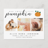 かわいいリトルパンプキンの写真 秋のベイビー発表 ポストカード (正面)
