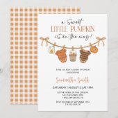 かわいいリトルパンプキンの衣類 秋のベイビーシャワー 招待状 (正面/裏面)