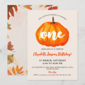 かわいいリトルパンプキンをテーマにした子供の誕生日パーティー 招待状 (正面/裏面)