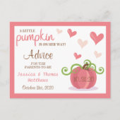 かわいいリトルパンプキンガールズ ベビーシャワーアドバイスカード ポストカード (正面)