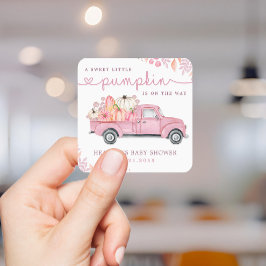 かわいいリトルパンプキンピンクオータムベイビーシャワー スクエアシール