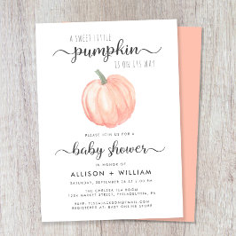 かわいいリトルパンプキン水彩 カップル ベビーシャワー 招待状