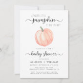 かわいいリトルパンプキン水彩 カップル ベビーシャワー 招待状 (正面)