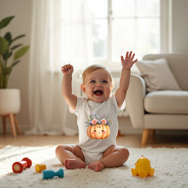 かわいいリトルパンプキン1歳の誕生日おめでとう ベビーボディスーツ