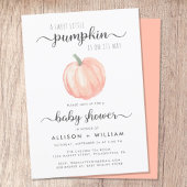 かわいいリトルパンプキン オレンジ 水彩 ベビーシャワー 招待状