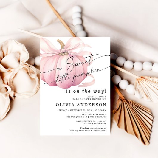かわいいリトルパンプキン ピンクのベイビーシャワー 招待状