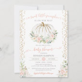 かわいいリトルパンプキン ピンクの秋の赤ちゃん歓迎会 招待状 (正面)