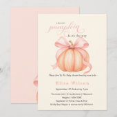 かわいいリトルパンプキン ピンクの蝶結びがやってくる 招待状 (正面/裏面)