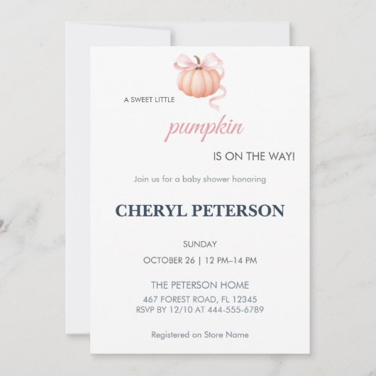 かわいいリトルパンプキン　ベイビーシャワーのご招待 招待状 (正面)