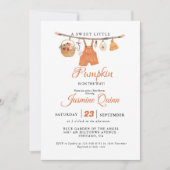 かわいいリトルパンプキン 秋のベイビーシャワー  ベイビー 招待状 (正面)