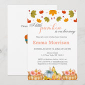 かわいいリトルパンプキン 秋のベイビーシャワー 招待状 (正面/裏面)