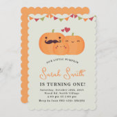 かわいいリトルパンプキン 1歳の誕生日パーティー招待状 招待状 (正面/裏面)