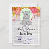 かわいいリトルヒッポフローラベビーシャワー招待状 招待状 (正面)