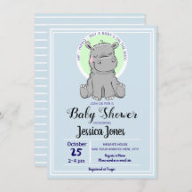 かわいいリトルヒッポベビーシャワー招待状