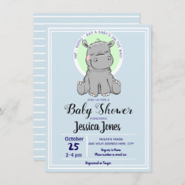 かわいいリトルヒッポベビーシャワー招待状 招待状