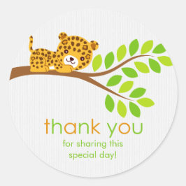 かわいいリトルヒョウありがとうステッカー ラウンドシール
