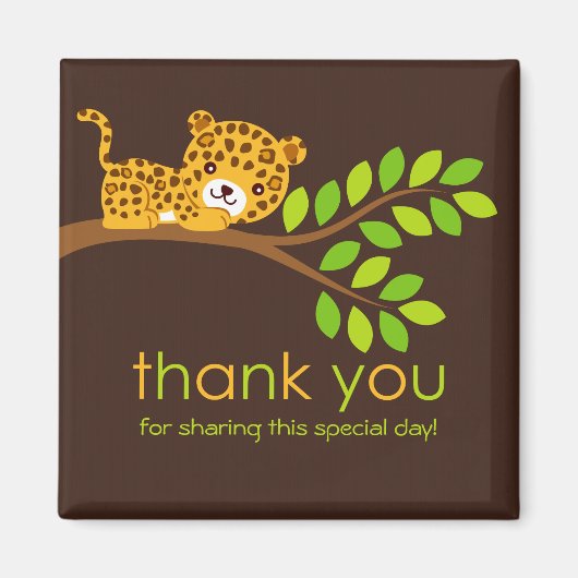 かわいいリトルヒョウありがとう磁石 マグネット (正面)