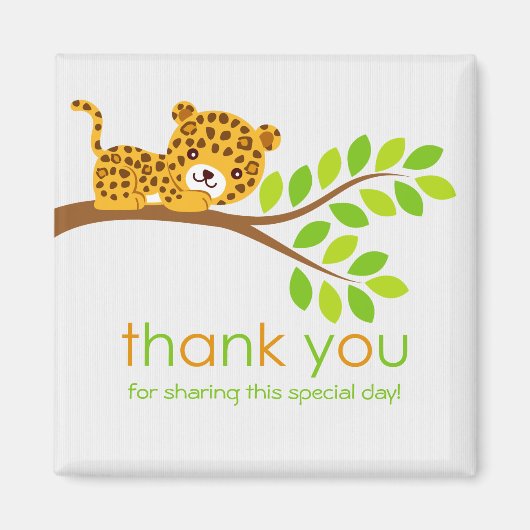 かわいいリトルヒョウありがとう磁石 マグネット (正面)