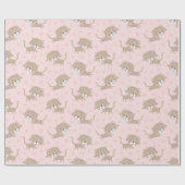 かわいいリトルヒョウと足跡ライトピンク ラッピングペーパー (フラット)