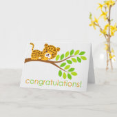 かわいいリトルヒョウグリーティングカード カード (黄色い花)