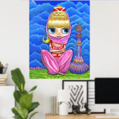 かわいいリトルピンクジェニーガール&パープル魔法ボトル ポスター (ホームオフィス)