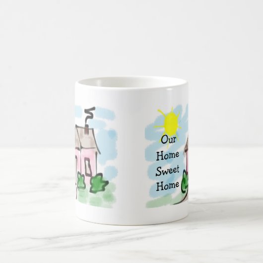 かわいいリトルピンクハウスアワーズホームスイートホーム コーヒーマグカップ (中央)