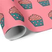 かわいいリトルピンクハートカップケーキガールギフト誕生日 ラッピングペーパー (ロールコーナー)