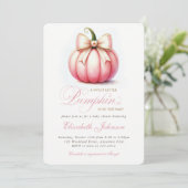 かわいいリトルピンクパンプキンベイビーシャワーのご招待 招待状 (スタンド正面)