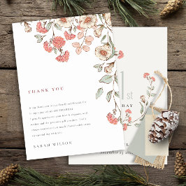 かわいいリトルピンクフラワーリースベビーガール誕生日 サンキューカード