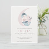 かわいいリトルピンクブルーマーメイド6th誕生日招待状 サンキューカード (スタンド正面)