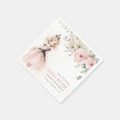 かわいいリトルピンクプリンセスバラフローラ誕生日 スタンダードカクテルナプキン (角)