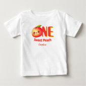 かわいいリトルピーチの1歳誕生日 ベビーTシャツ (正面)