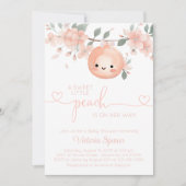 かわいいリトルピーチガールベイビーシャワー 招待状 (正面)