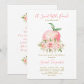 かわいいリトルピーチベイビーシャワー 招待状 (正面/裏面)